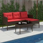 vidaXL Tuinbank Set met kussen 2 pcs Bruin en Rood poly, Verzenden