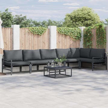 vidaXL Tuinbank Set 7 st Zwart Staal, Verzenden, Nieuw