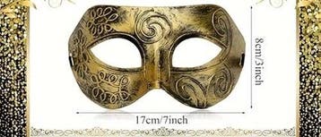 Venetiaans masker Goud Elegantpatroon per stuk, Nieuw