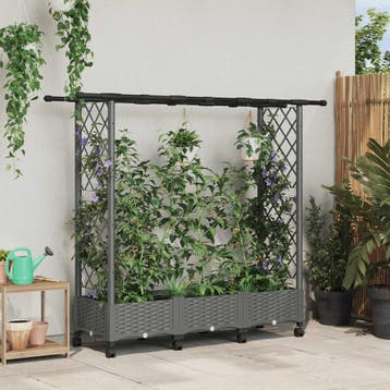vidaXL Verhoogd Bed met Trellis en Dak Lichtgrijs 164 x 40 x, Verzenden, Nieuw