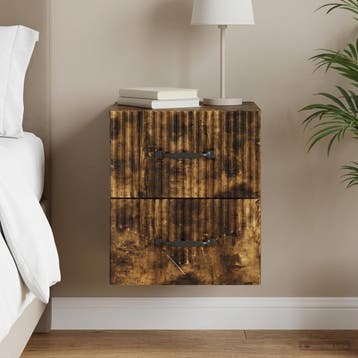 vidaXL Muurbevestigde Nachttafel Gerookt eiken 34,5 x 33 x, Verzenden, Nieuw