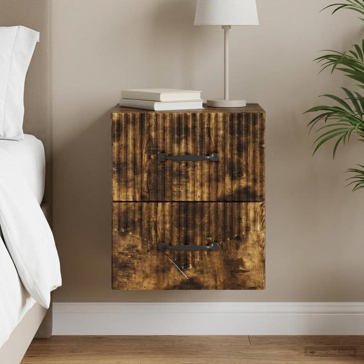 vidaXL Muurbevestigde Nachttafel Gerookt eiken 34,5 x 33 x, Huis en Inrichting, Slaapkamer | Nachtkastjes, Nieuw, Verzenden