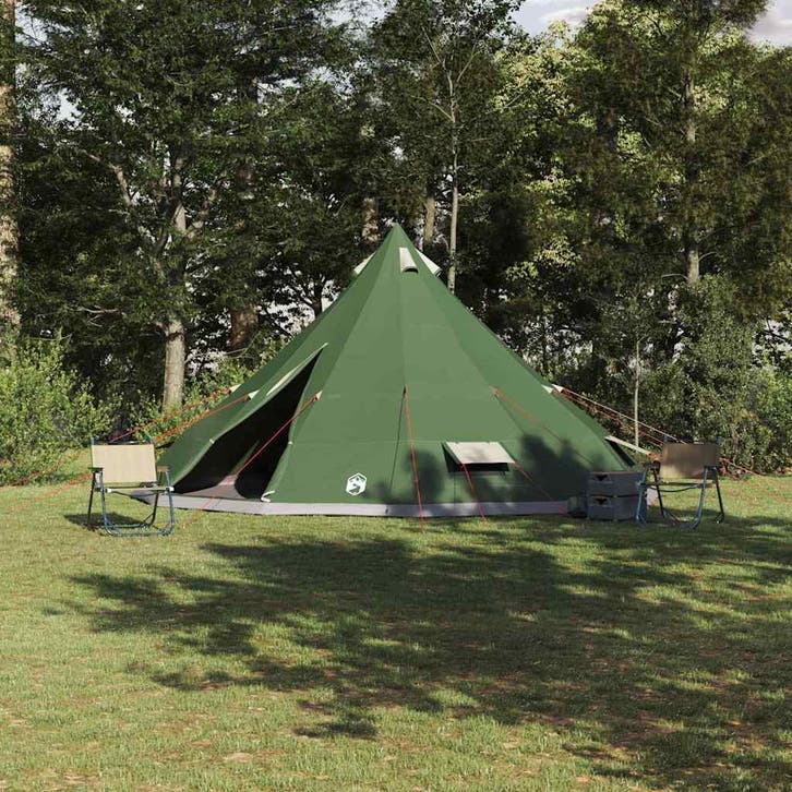 vidaXL Tipi Tent met dak met opslag Groen 560 x 560 x 300 cm, Caravanes & Camping, Tentes, Envoi