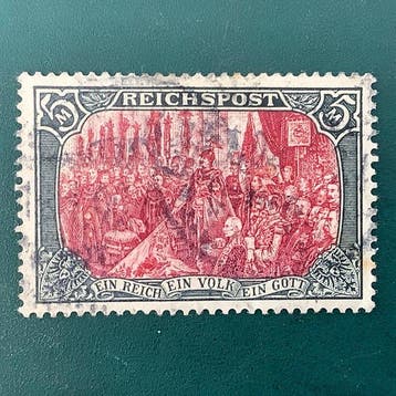 Duitse Rijk 1900 - 5 Mark Reichspost met goede centrale Type, Postzegels en Munten, Gestempeld