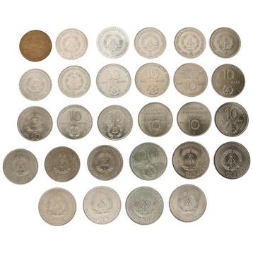 Duitsland, Democratische Republiek 5, 10 & 20 Mark 1969/1979, Postzegels en Munten