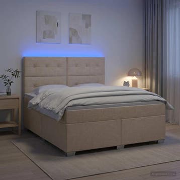 vidaXL Boxspringbed met matras Crèmekleurig 140 x 190 cm, Verzenden