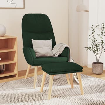 vidaXL Relaxstoel met voetenbank stof donkergroen, Huis en Inrichting, Fauteuils, Verzenden, Nieuw