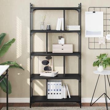 vidaXL Boekenkast 5-laags 76x32x158 cm bewerkt hout zwart, Verzenden, Nieuw
