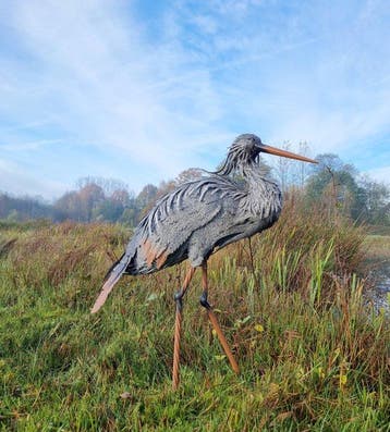 Beeldje - Levensechte reiger XL - metal, Antiek en Kunst, Curiosa en Brocante