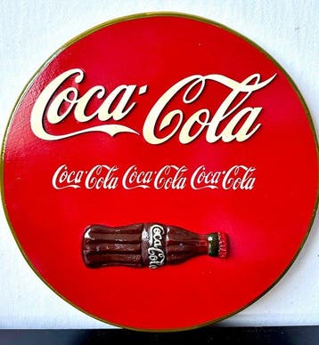 No reserve-Groot massief houten Coca’ Cola reclamebord met