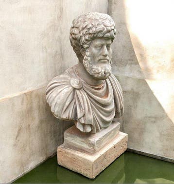 sculptuur, Busto imperatore Marco Aurelio - 43 cm - Steen