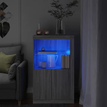 vidaXL Bijzetkast met LED bewerkt hout grijs sonoma, Verzenden