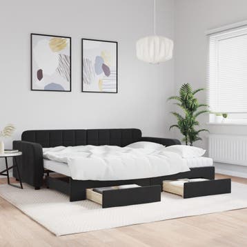 vidaXL Slaapbank met onderschuifbed en lades 90x190 cm, Verzenden, Nieuw