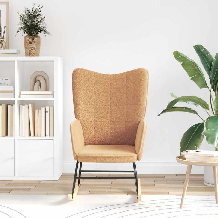 vidaXL Schommelstoel Beige Sherpa Stof, Huis en Inrichting, Fauteuils, Nieuw, Verzenden