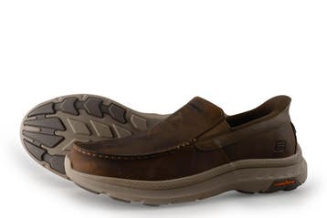 Skechers Instappers in maat 43 Bruin, Kleding | Heren, Schoenen, Bruin, Verzenden, Overige typen, Zo goed als nieuw