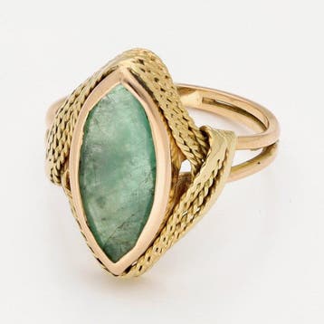 Ring - 18 karaat Geel goud, Roségoud - Smaragd, Nieuw
