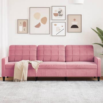 vidaXL Driezitsbank / zetel 210 cm fluweel roze, Verzenden
