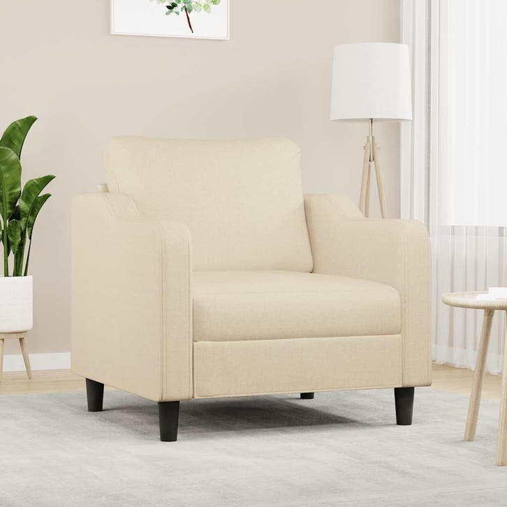 vidaXL Fauteuil 60 cm stof crèmekleurig, Huis en Inrichting, Zetels | Zetels, Nieuw, Verzenden