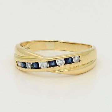 Bague - 18 carats Or jaune Diamant (Naturelle) - Saffier, Nieuw