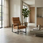 Leren fauteuil Square - Granada Sahara (cognac), Ophalen of Verzenden