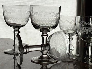 Val Saint Lambert, antieke water / wijnglazen VSL Service, Antiek en Kunst