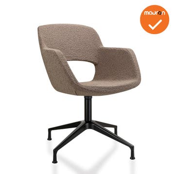 Bouclé - Vergaderstoel - Onderstel met doppen - Beige, Vergader- of Presentatieruimte, Ophalen of Verzenden, Gebruikt, Stoel