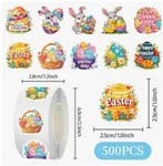 Sluitstickers paashaas happy easter pasen  etiket 2,5 cm rol, Nieuw