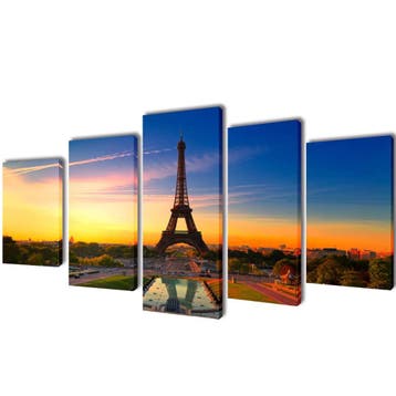 vidaXL Canvas muurdruk set Eiffel toren 200 x 100 cm, Verzamelen, Posters, Verzenden, Nieuw