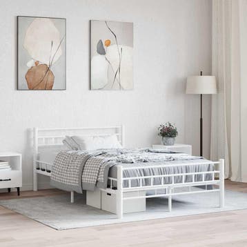 vidaXL Bedframe metaal wit 140x200 cm, Verzenden