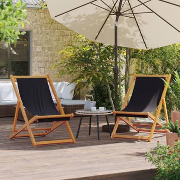 vidaXL Opklapbare stoelen, 2 stuks, zwarte stof, Verzenden