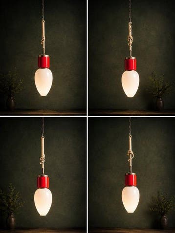 Plafondlamp (4) - Opaline glas - Italia Vintage