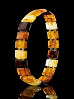 Uniek Baltisch amberpaneelontwerp armband – honing-, cognac-