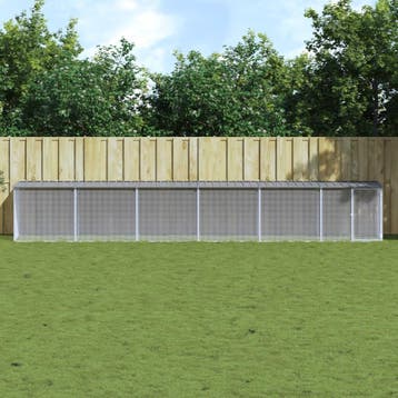 vidaXL Kippenhok met dak 603x98x90 cm gegalvaniseerd staal, Verzenden