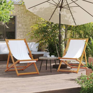 vidaXL Opklapbare stoelen, 2 stuks, crèmekleurige en witte, Verzenden