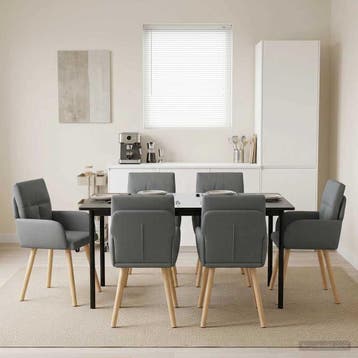 vidaXL Eetstoelen 6 st Stof Donkergrijs 60 x 56 x 85 cm, Verzenden, Nieuw