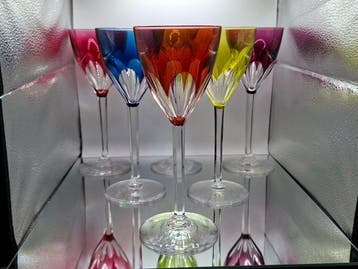 Val Saint Lambert - Verre à vin (6) - Modèle Gevaert -, Antiquités & Art