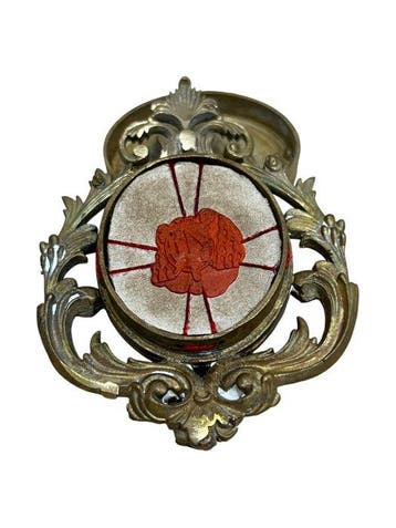 Reliekhouder - Brons, Gouden cartouche, Glas, Textiel - 20e