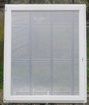 pvc raam , chassis , venster 124 x 151 wit / zwart ral 9005, Ophalen of Verzenden, Raamkozijn