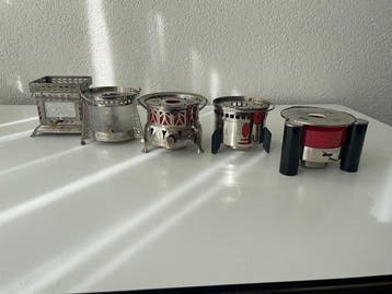 Porte-bougie pour chauffe-plat (5) - Métal chromé, verre et