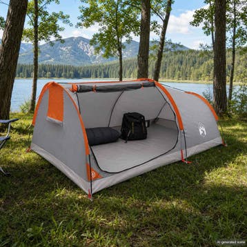 vidaXL Hiking Tent Waterdicht 1-persoons Grijs en Oranje, Verzenden, Nieuw