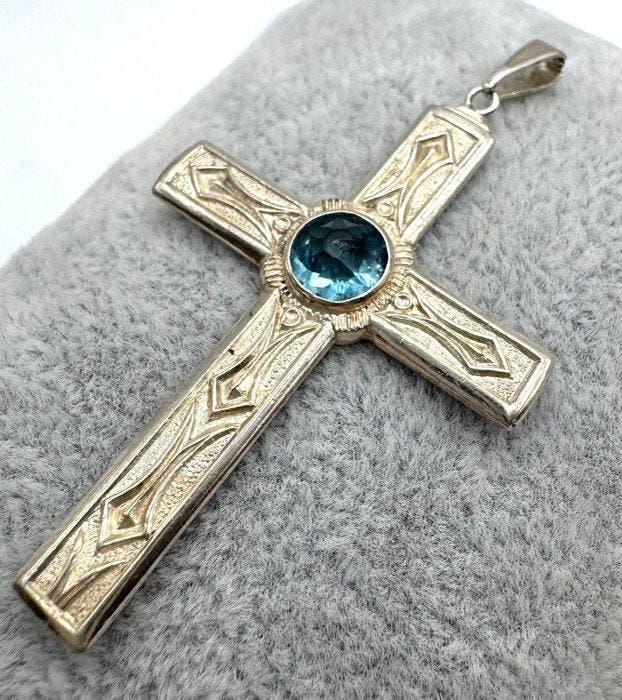 Zonder minimumprijs - Hanger Zilver Topaas - Topas, Handtassen en Accessoires, Antieke sieraden