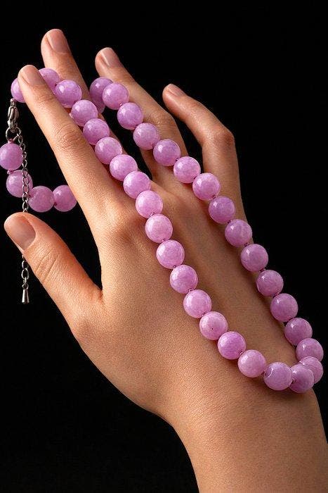 Zachte paarse kwarts ketting- en armbandset – facetgeslepen, Verzamelen, Mineralen en Fossielen