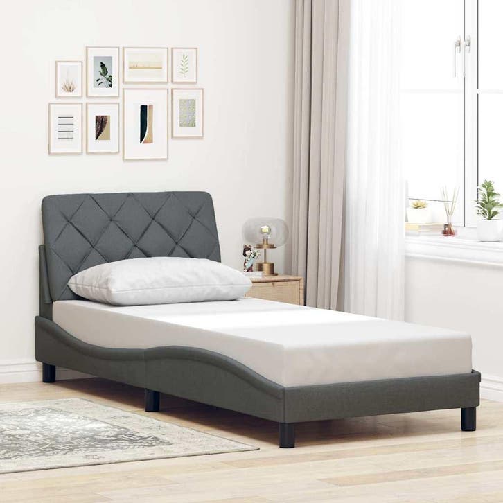 vidaXL Bedframe zonder matras 80x200 cm stof donkergrijs, Maison & Meubles, Chambre à coucher | Lits, Envoi