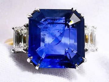Ring - 18 karaat Witgoud, LOTUS 5,45ct GIA 4,17gr - 5.45ct., Nieuw