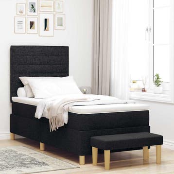 vidaXL Boxspring bed met hoofdeinde Zwart 200 x 90 cm Stof, Verzenden, Nieuw