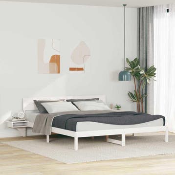 vidaXL Bedframe met hoofdeinde Wit 180 x 200 cm Massief, Verzenden, Nieuw