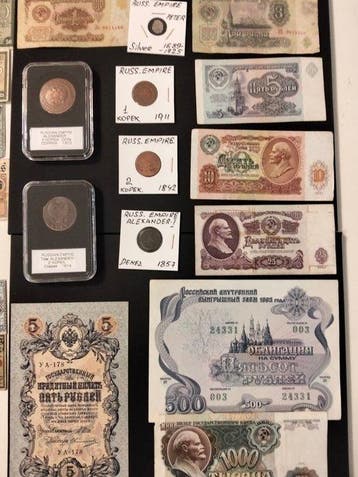 Wereld. World collection coins lot with silver and banknotes