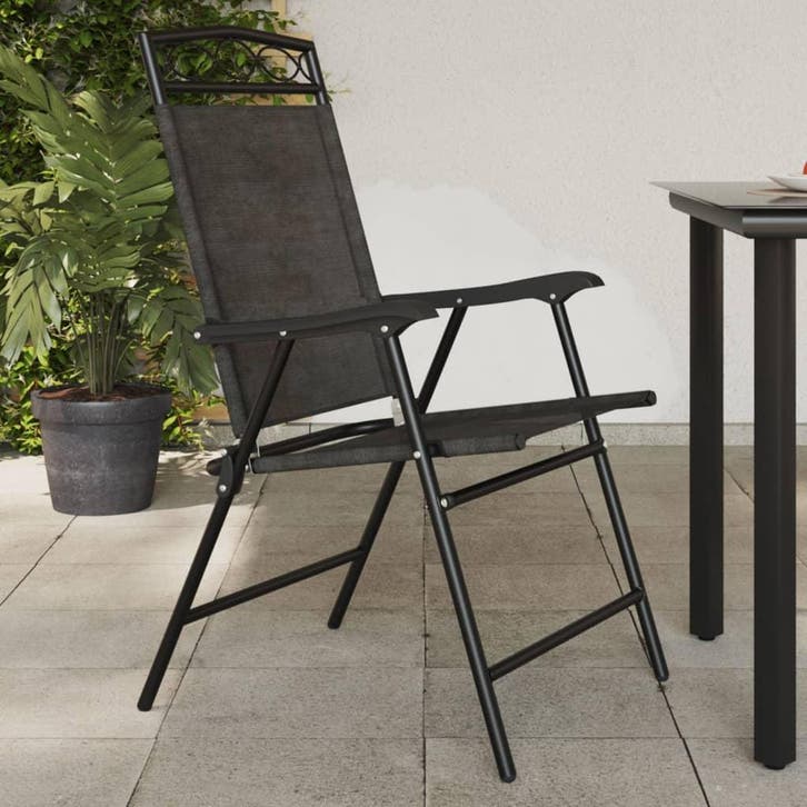 vidaXL Tuinstoelen 8 st inklapbaar staal en textileen, Tuin en Terras, Tuinstoelen, Nieuw, Verzenden