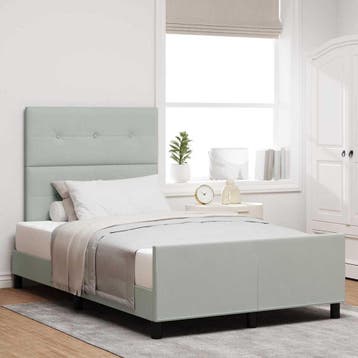vidaXL Boxspring bed met hoofdeinde Lichtgrijs 120 x 190 cm, Verzenden, Nieuw