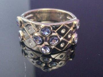 Zonder minimumprijs - Ring Zilver, Yellow Gold Plated - 0.80